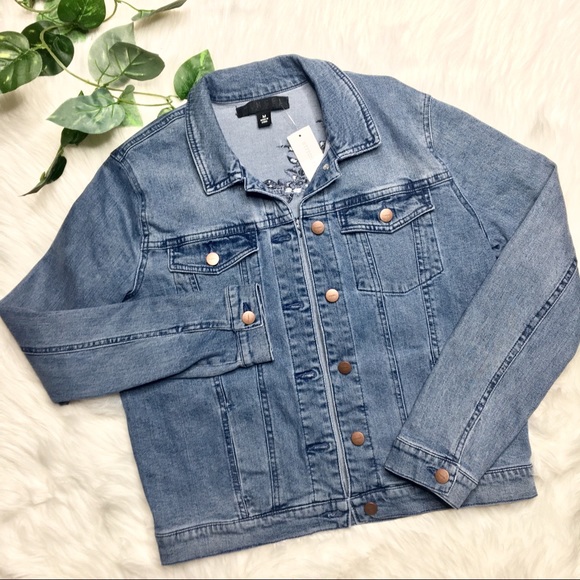 Tinsel Floral Embroidered Denim Jacket - Picture 2 of 8